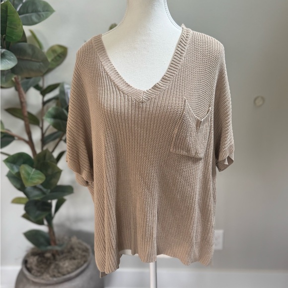 ee:some Tops - Ee:some Beige Knit Sweater Large